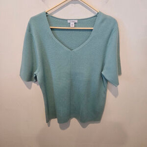 Women's Dressbarn Woman Light Teal V-Neck Knit Sweater Plus Size 18/20